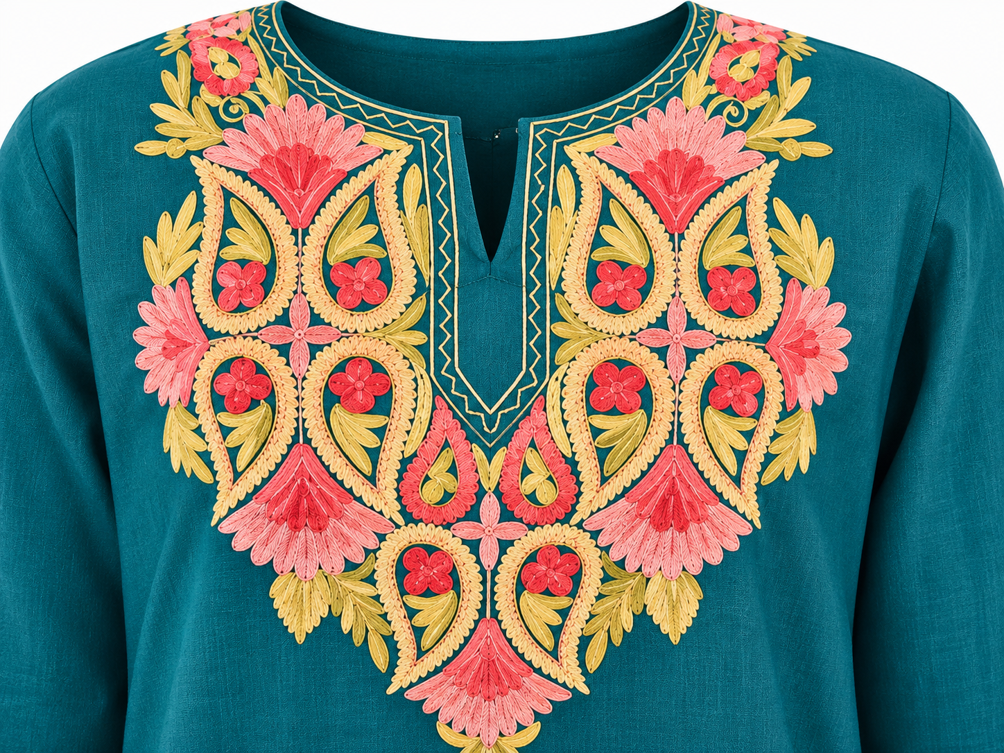 Kashmir Aari cotton Co-Ord Set | Dark Teal